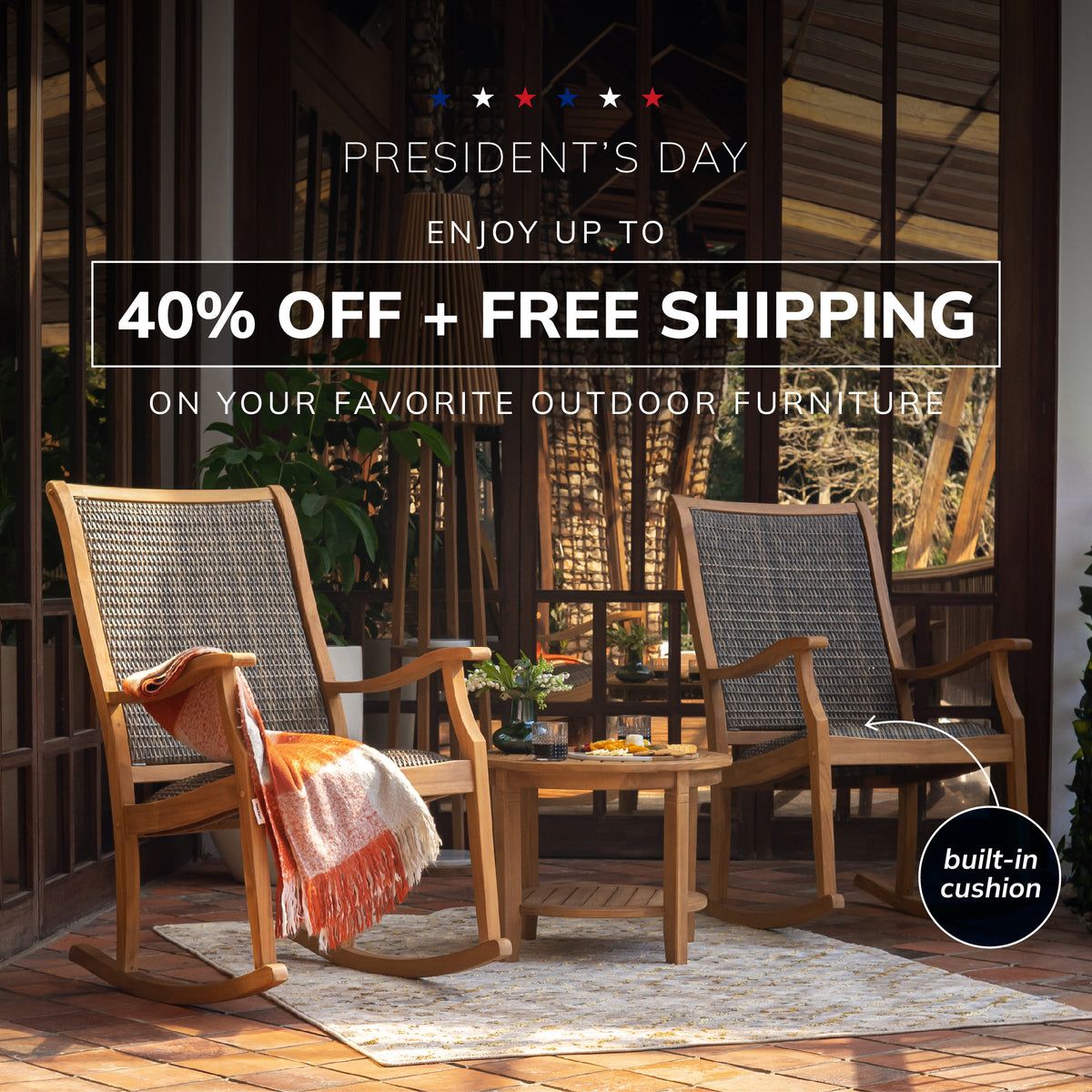 Presidents Day Savings on Teak Patio Furniture Cambridge Casual