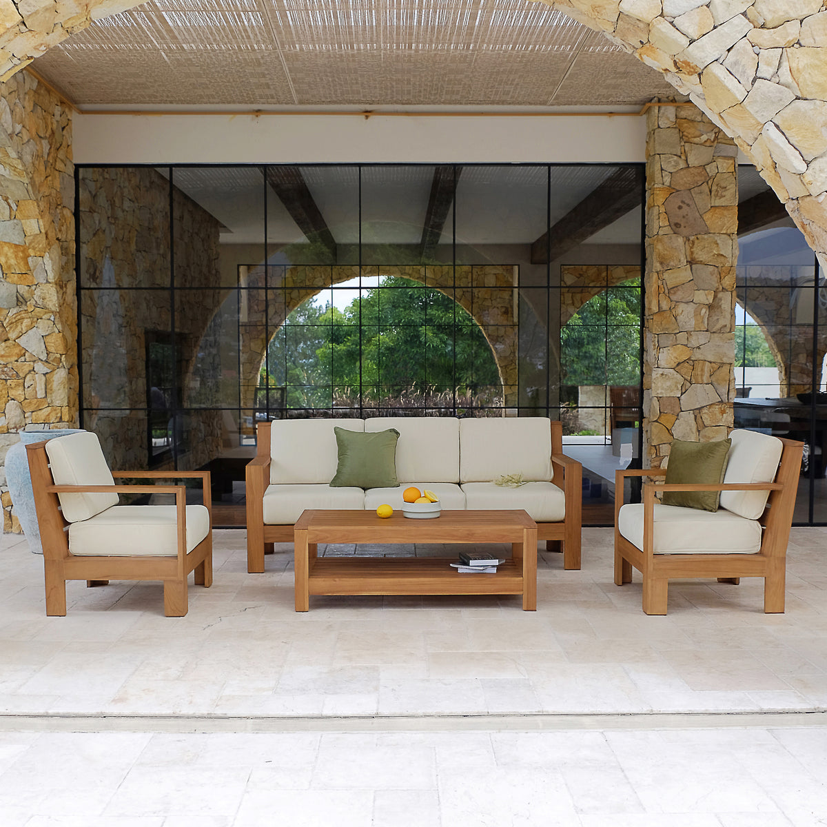 Logan Outdoor 4-Piece Teak Wood Conversation Set | Cambridge Casual