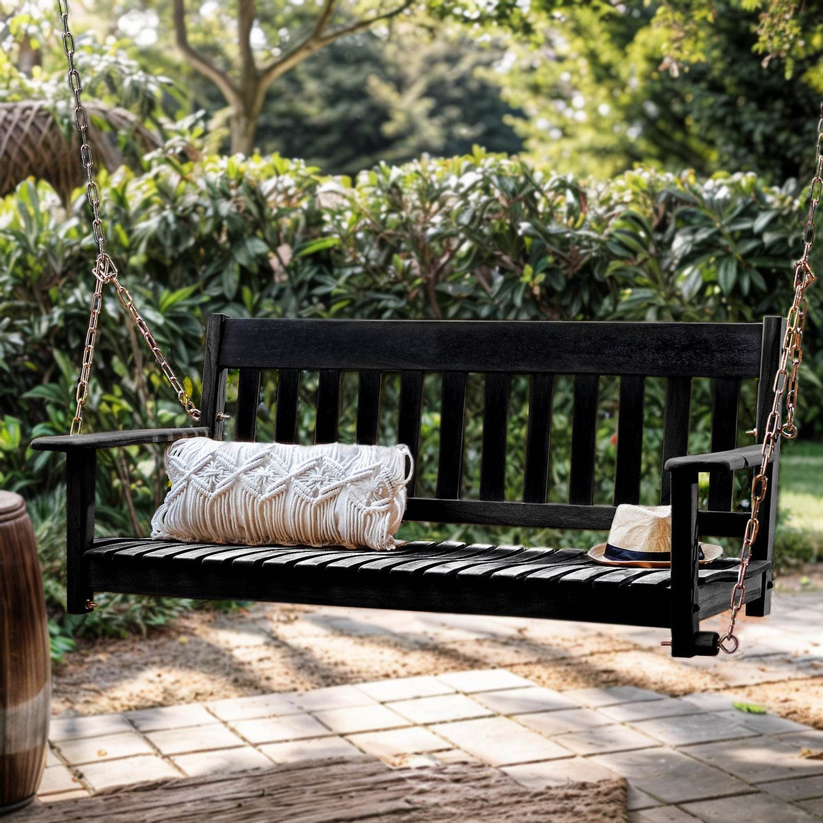 Moni Mahogany Wood Porch Swing | Cambridge Casual