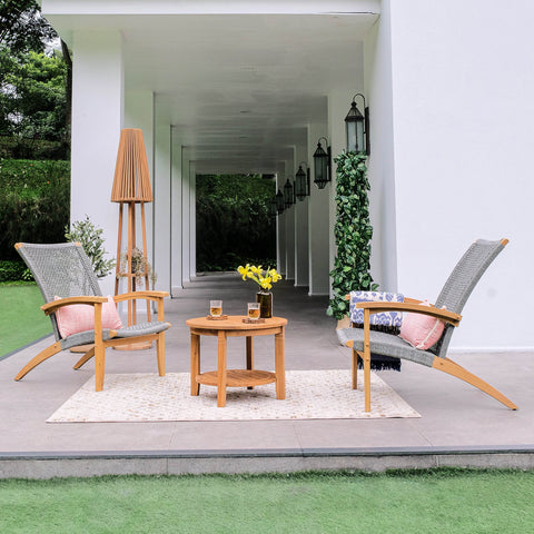 Nassau Teak Wood 3 Piece Patio Conversation Set