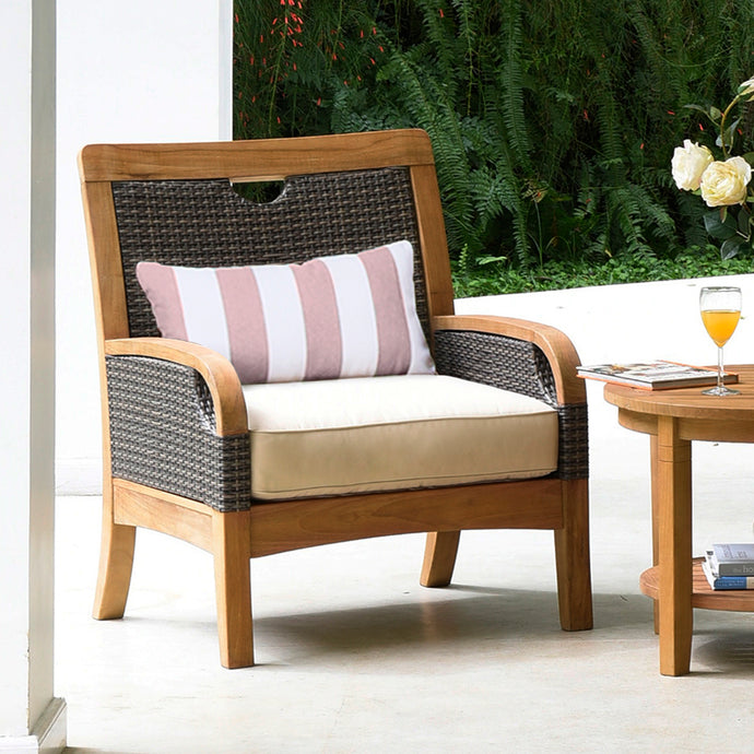 Palma Teak Wood Outdoor Lounge Chair with Taupe Cushion