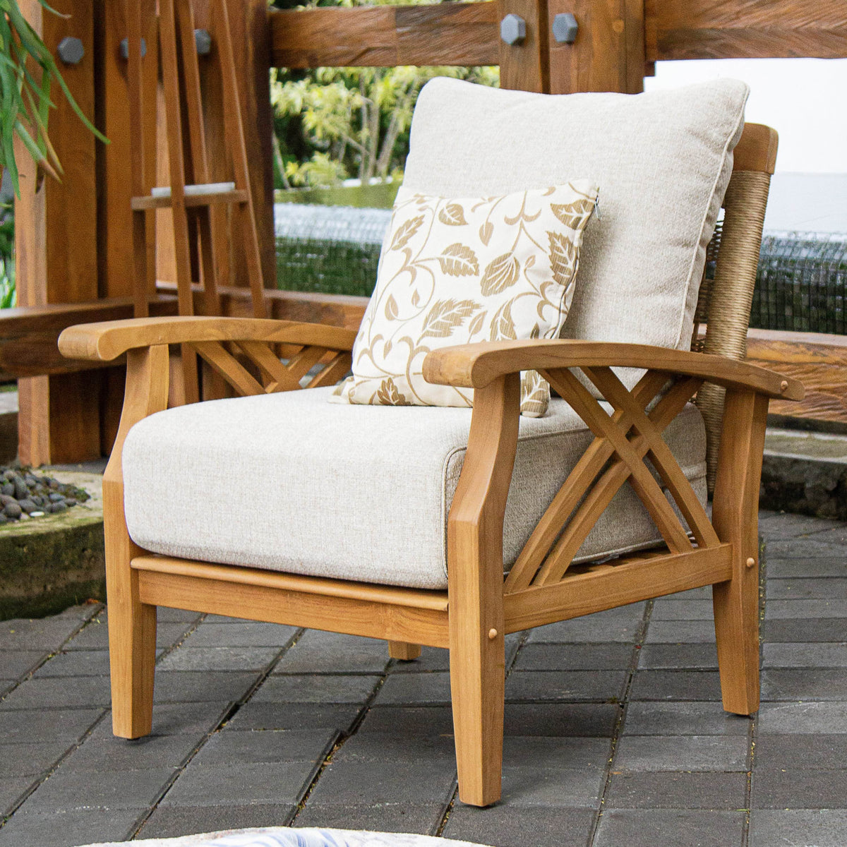 Carmel Teak Wood Patio Lounge Chair | Teak Wood Outdoor Lounge