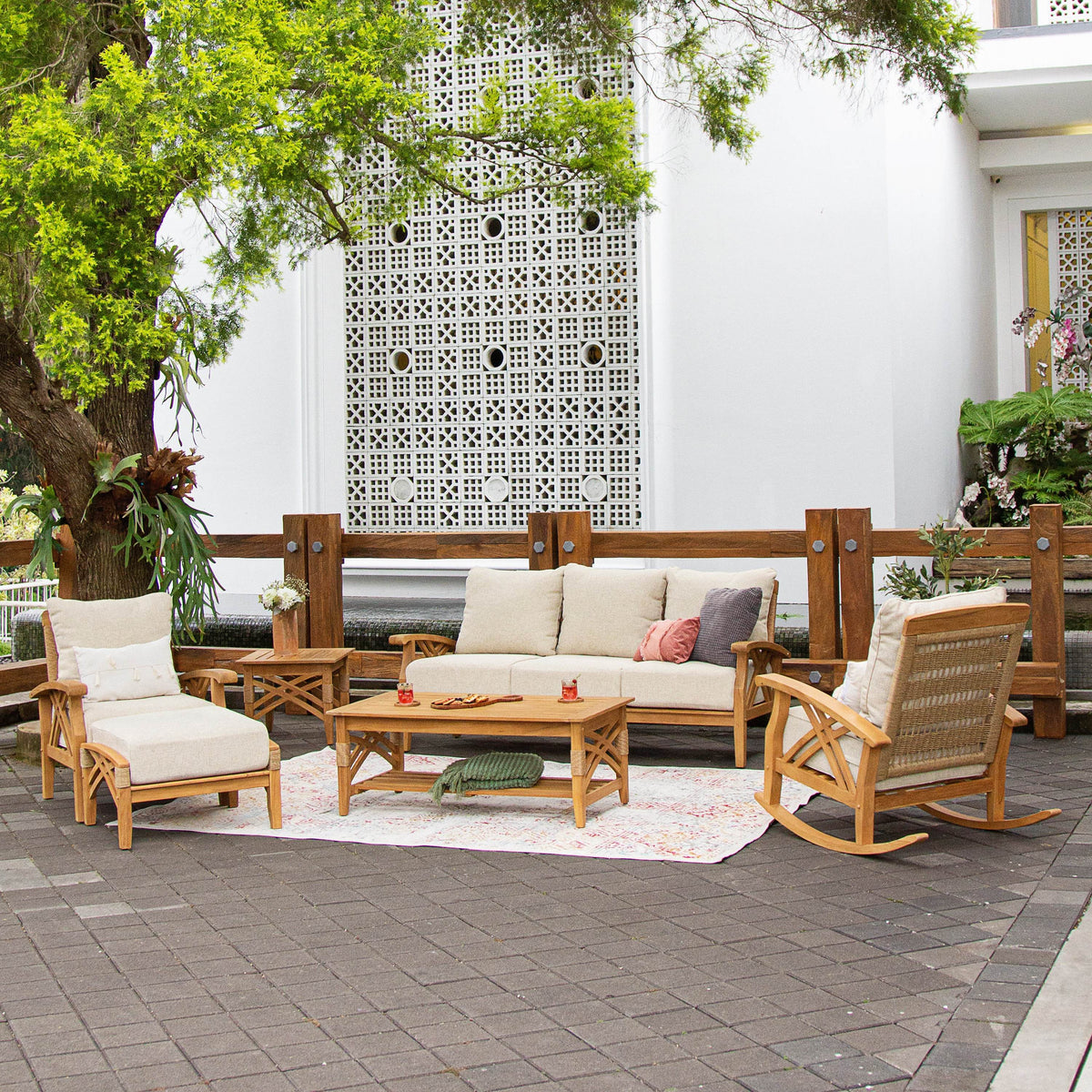 Carmel Teak Wood Outdoor Ottoman | Cambridge Casual