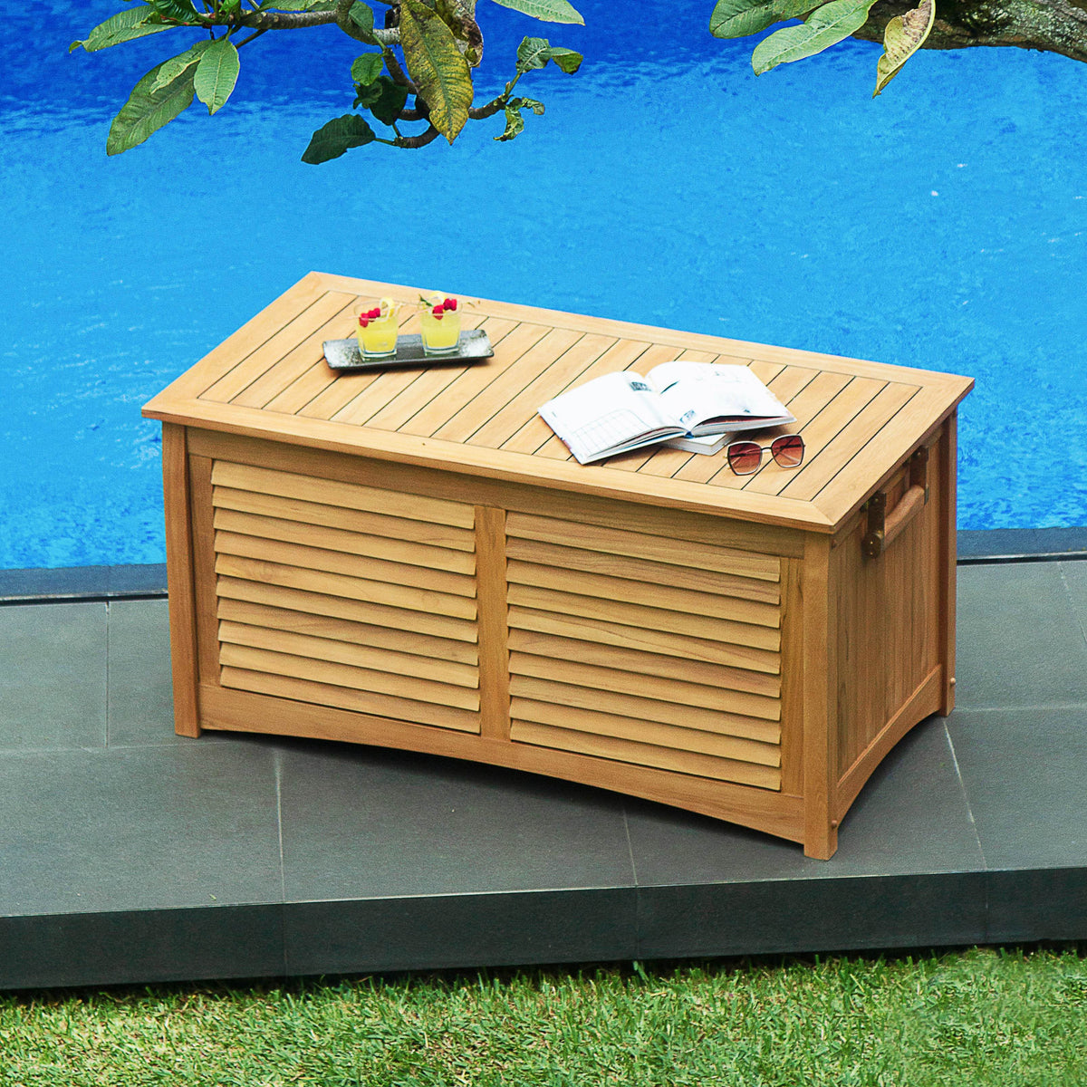 Napa Teak Wood Outdoor Storage Deck Box | Cambridge Casual