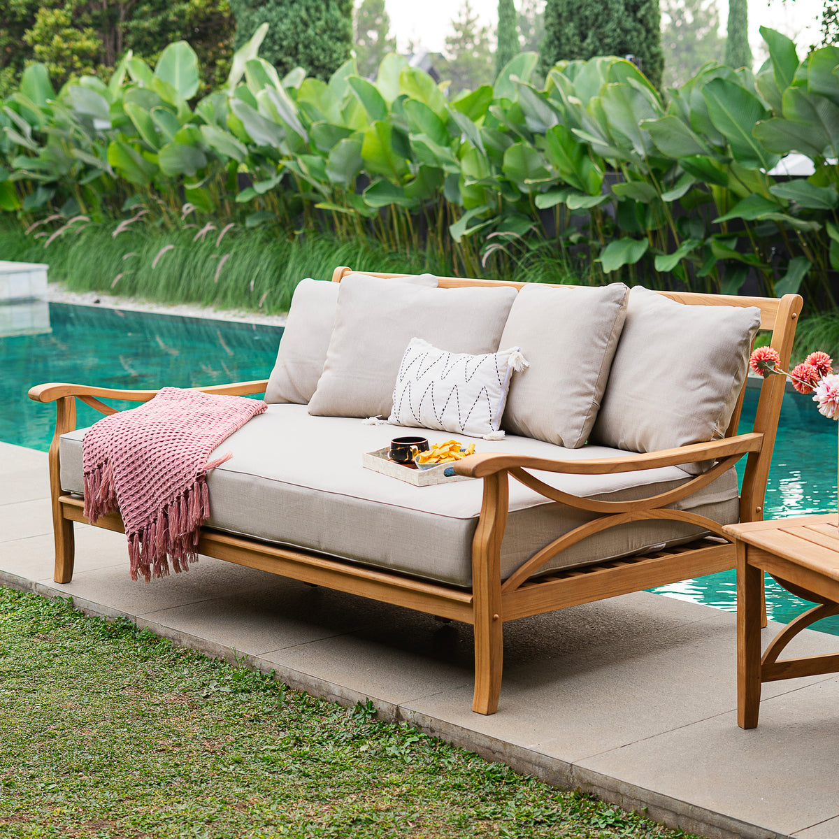 Teak patio couch sale