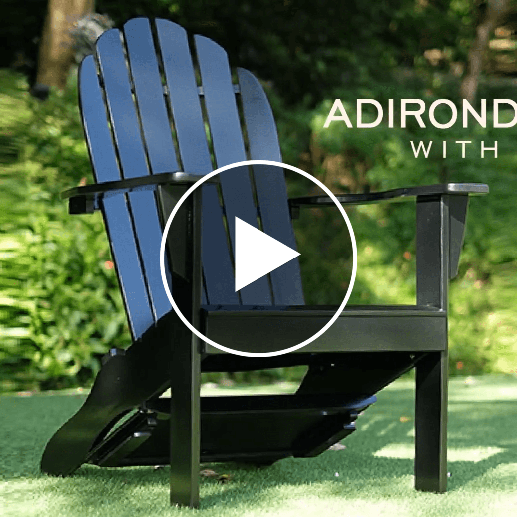 Moni Mahogany Wood Black Adirondack Chair FREE Tray Table Patio