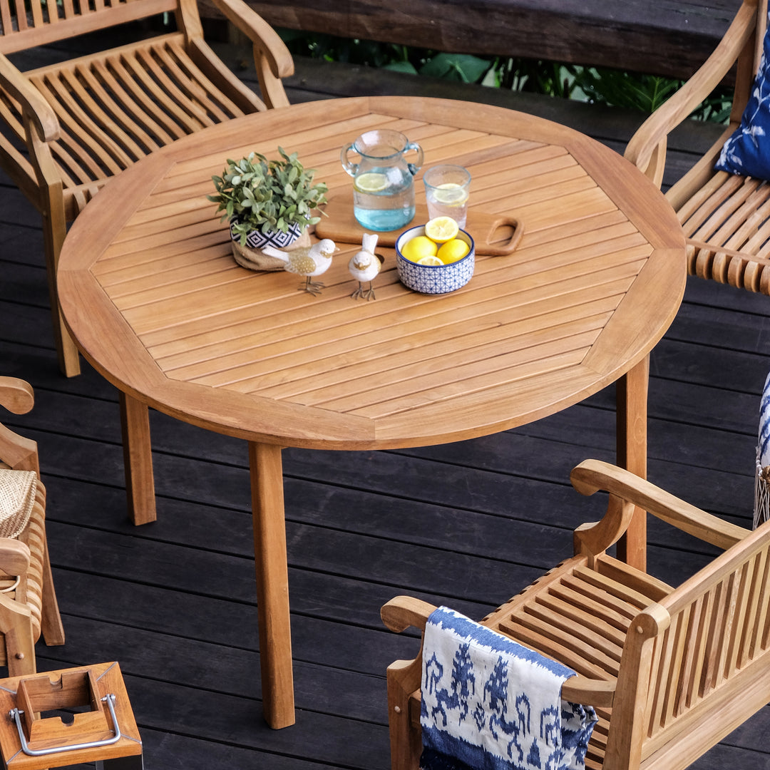 Rochester Teak Wood Round Outdoor Dining Table - Cambridge Casual [DETAILS]