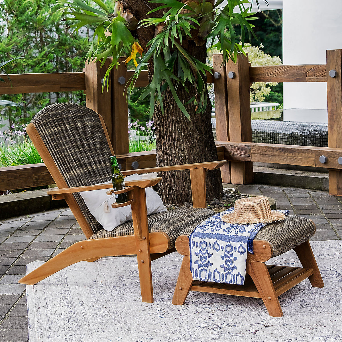 The Adirondack Chair With Cup Holder Your Perfect Backyard Escape   Upholstered Teak Outdoor Adirondack Chair 1200x1200 