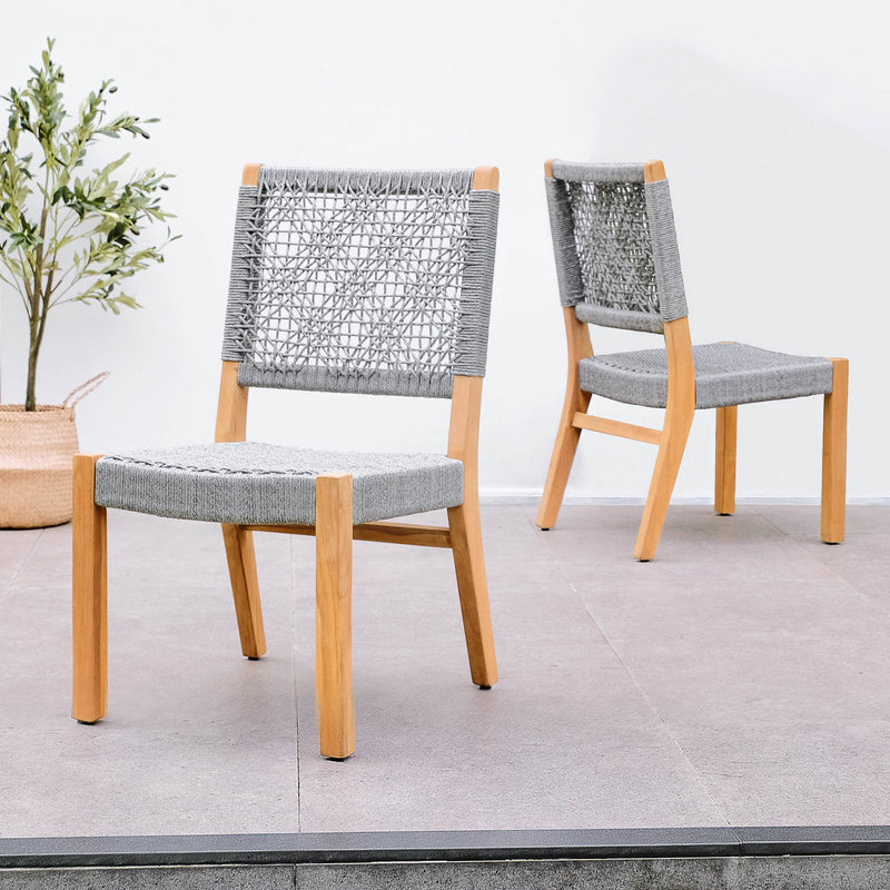 Eden 2 Pieces Teak Wood Gray Outdoor Dining Chair - Cambridge Casual