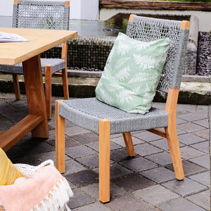 Nassau 2 Piece Teak Wood Gray Outdoor Dining Chair