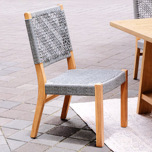 Nassau 2 Piece Teak Wood Gray Outdoor Dining Chair