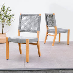 Nassau 2 Pieces Teak Wood Gray Outdoor Dining Chair