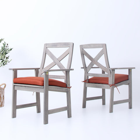 [DETAILS] Carlota 2-Pieces Mahogany Wood Outdoor Dining Chair with Brick Seatpad