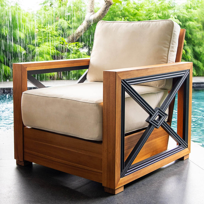 Provence Teak Outdoor Lounge Chair with Ivory Cushion - Cambridge Casual