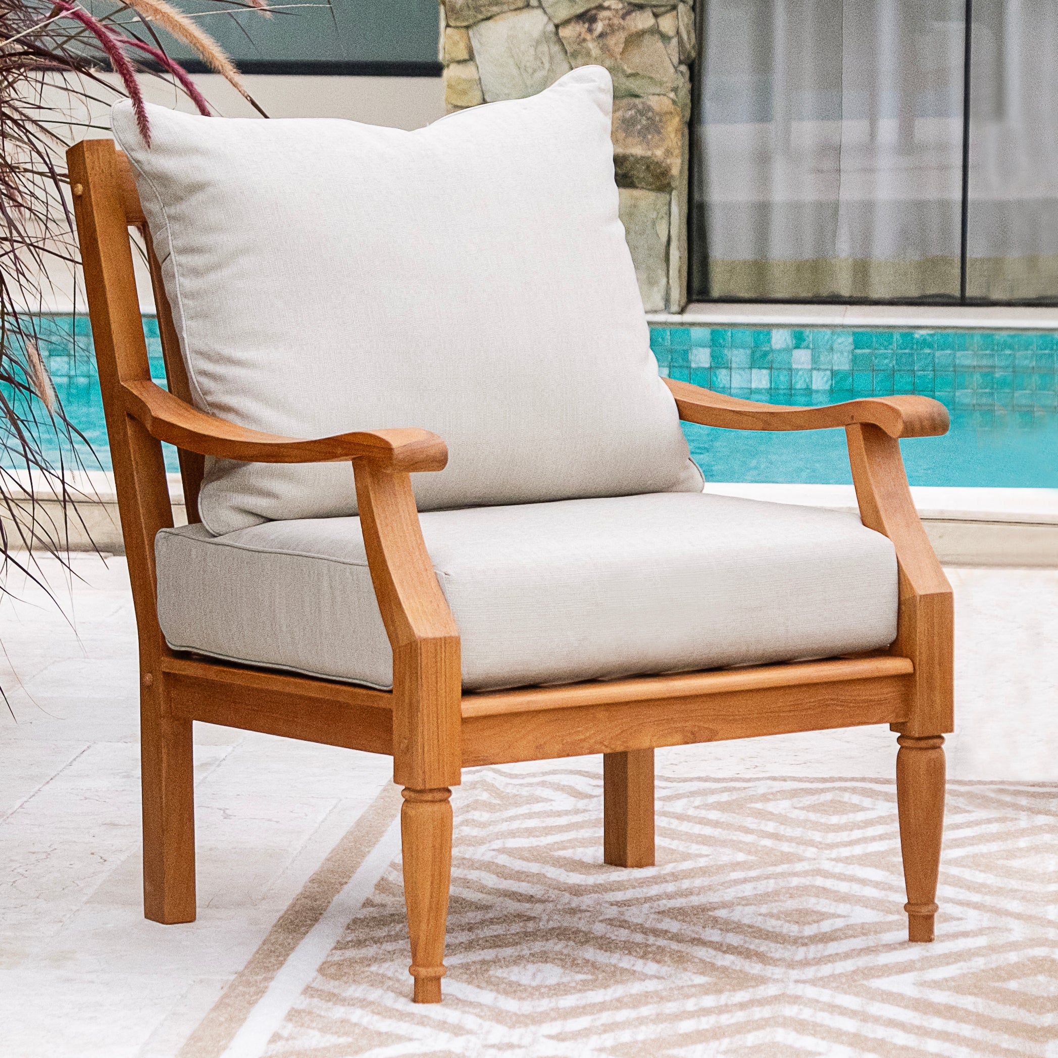 Livingston Teak Wood Outdoor Lounge Chair