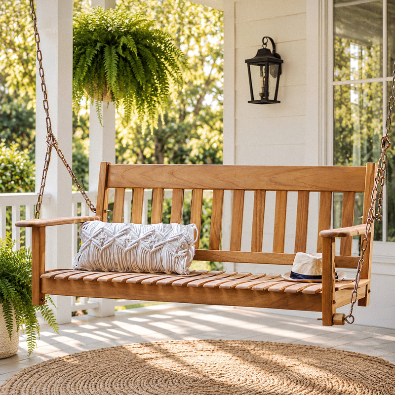 Plano Teak Wood Porch Swing