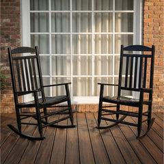 Denver 2 Piece Mahogany Wood Black Porch Rocking Chair