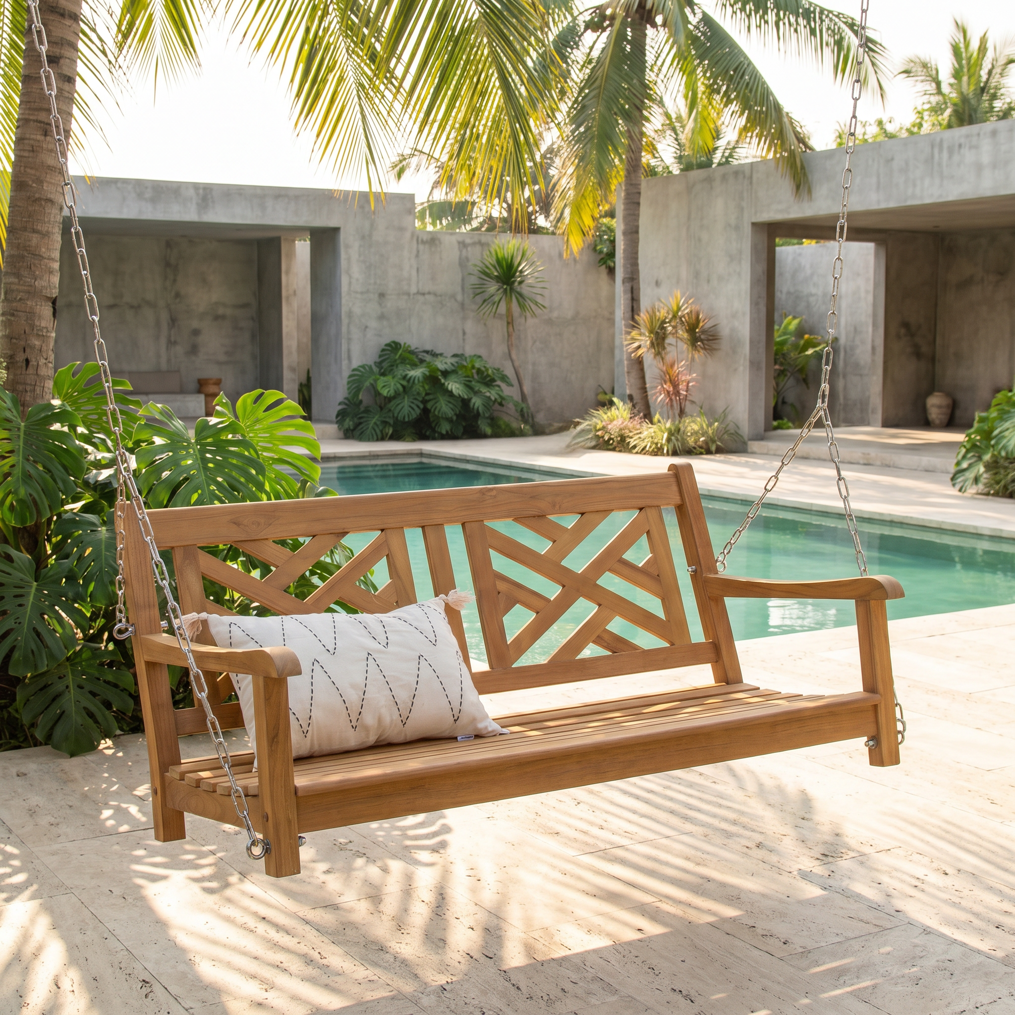 Rocca Teak Wood Outdoor Patio Swing | Cambridge Casual