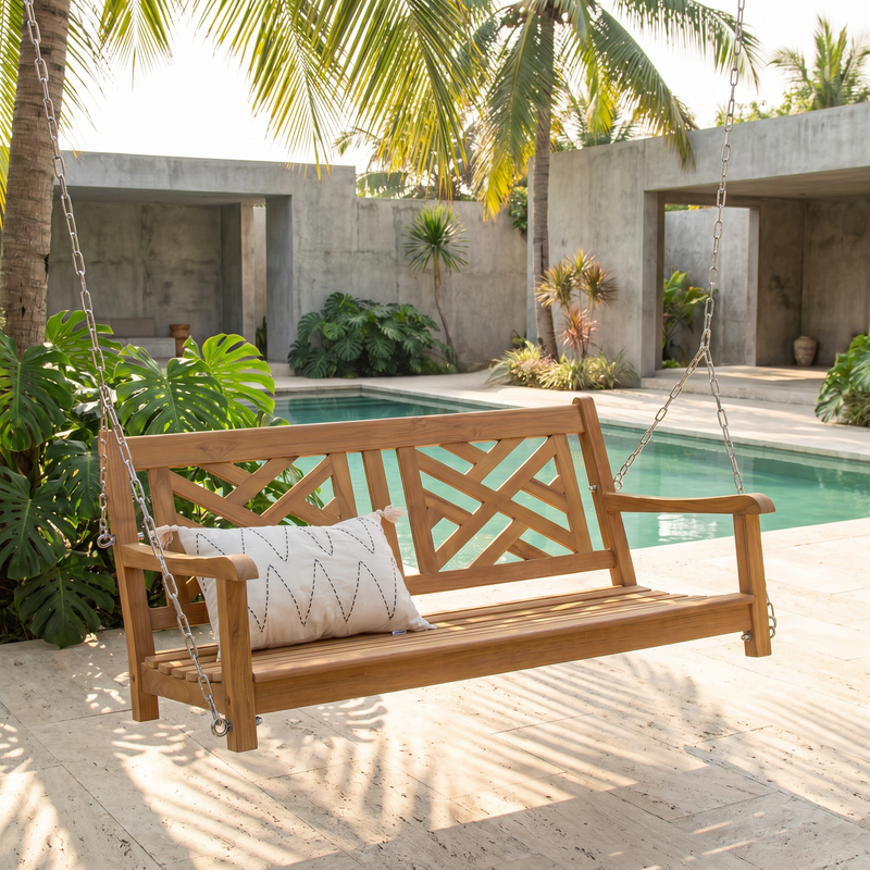 Rocca Teak Wood Porch Swing