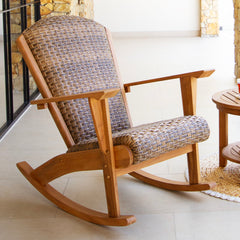 Camden Teak Porch Rocking Chair with Padded Woven Seat