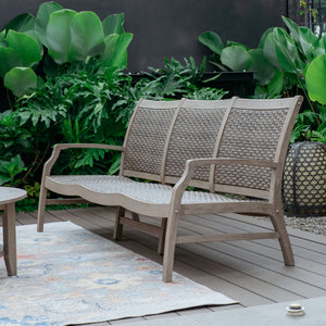 Dunham Weathered Teak Wood Patio Sofa - Cambridge Casual
