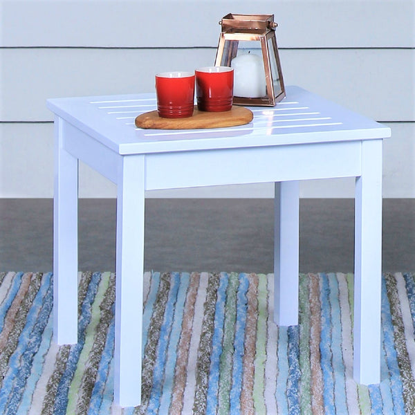 Alston Mahogany Wood Outdoor White Side Table