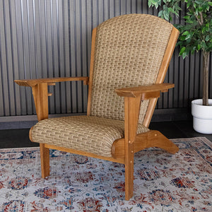 Camden Padded Woven Seat Teak Outdoor Adirondack Chair – FREE Furniture Cover
