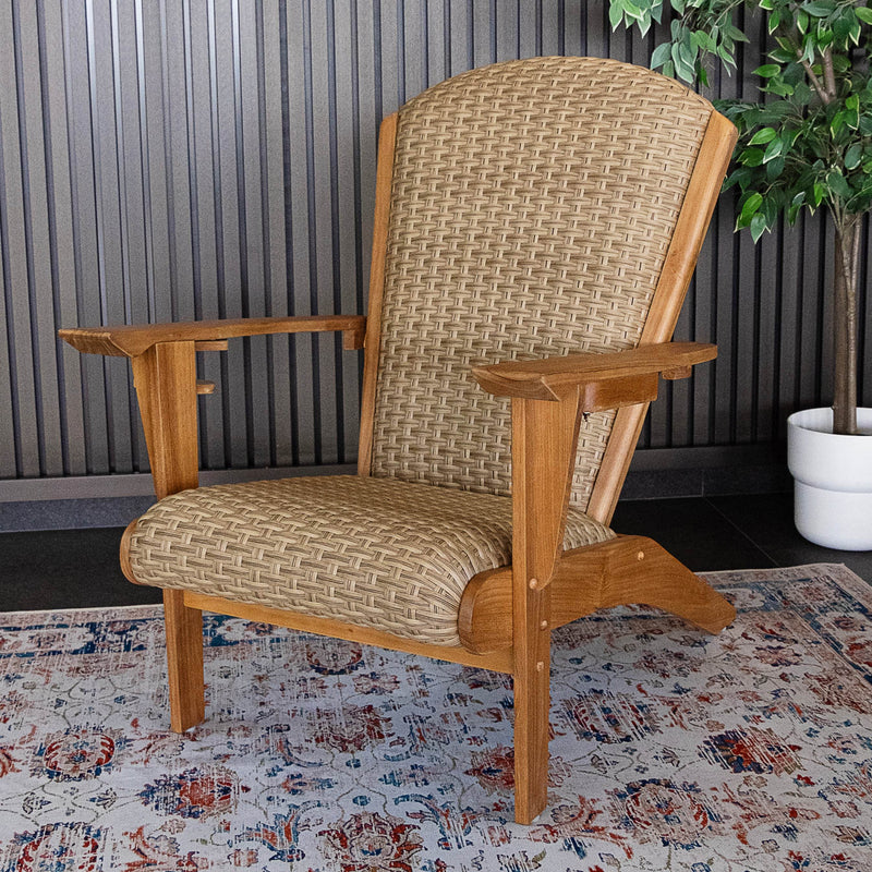 Camden Padded Woven Seat Teak Outdoor Adirondack Chair – FREE Furniture Cover - Cambridge Casual