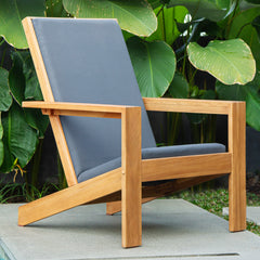 Napa Teak Wood Modern Adirondack Chair Padded Seat with Padded Seat – FREE Furniture Cover