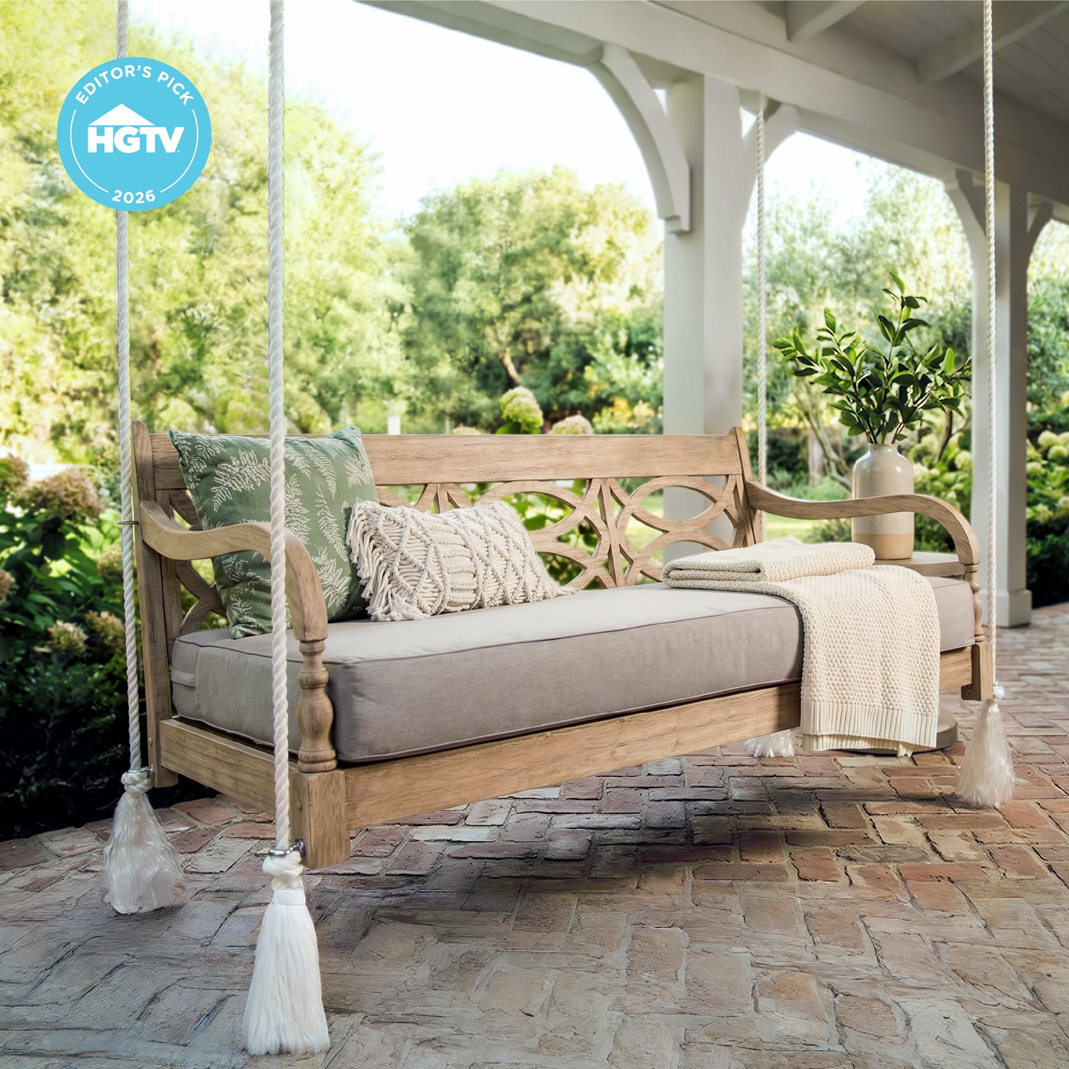 Renley Mahogany Wood Lime Wash Outdoor Swing Daybed – Cambridge Casual