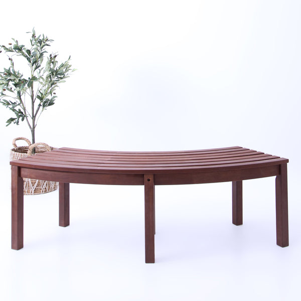 Moni Mahogany Wood Outdoor Curved Backless Bench