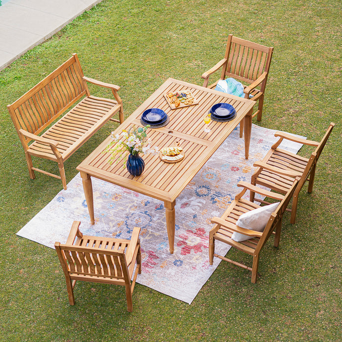 Livingston Teak Wood 6 Pieces Outdoor Dining Set