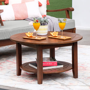 Maine Mahogany Wood 4 Piece Patio Conversation Set with Oyster Cushion