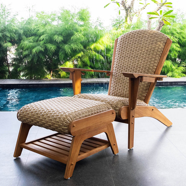 Camden Upholstered Teak Wood Patio Conversation Set with Ottoman - Cambridge Casual