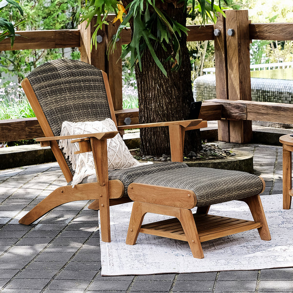 Auburn Upholstered Teak Wood 2 Pieces Patio Conversation Set