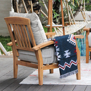 Caterina Teak Wood 4 Piece Patio Conversation Set with Beige Cushion