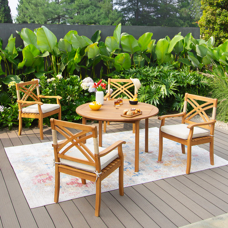 Carmel Teak Wood 2 Piece Outdoor Dining Chair - view 2