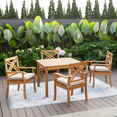 Carmel Teak Wood 5 Piece Outdoor Dining Set