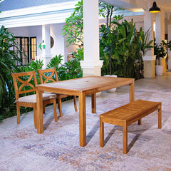 Abbington Teak Wood 4 Pieces Outdoor Dining Set with Backless Bench