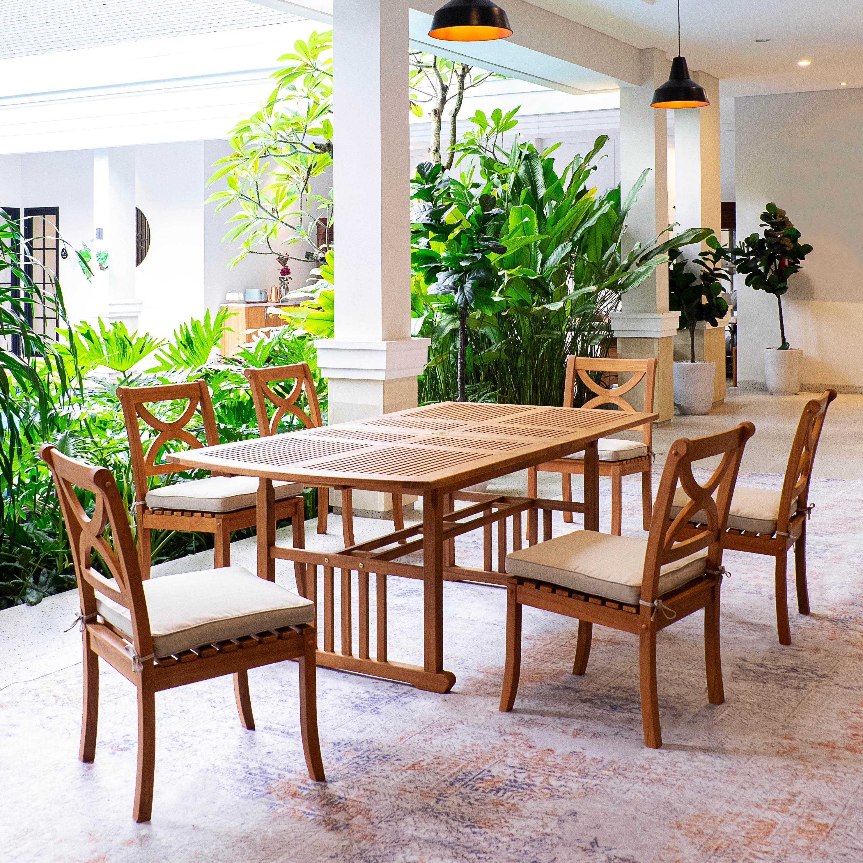 Abbington Teak Wood 7 Pieces Outdoor Dining Set - Cambridge Casual