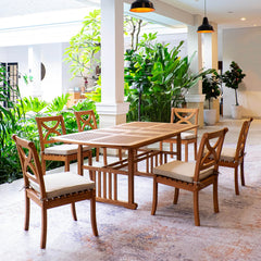 Abbington Teak Wood 7 Pieces Outdoor Dining Set