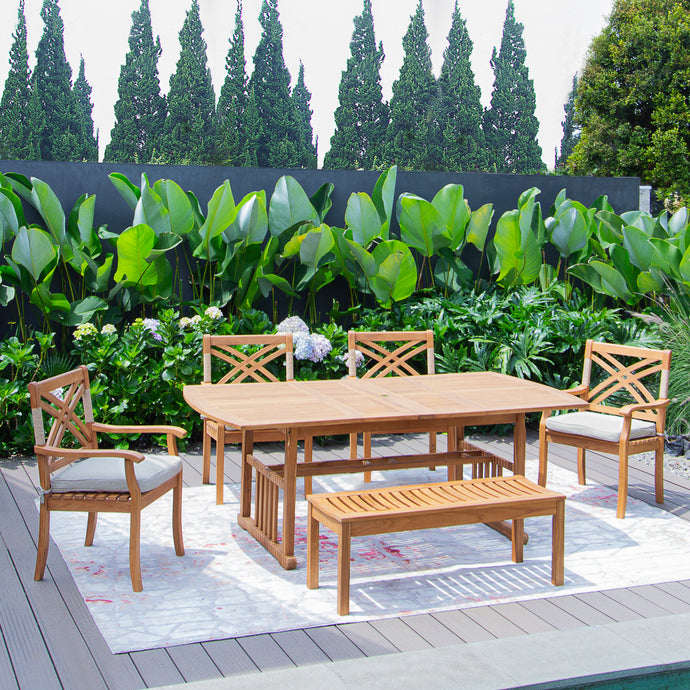 Carmel Teak Wood 6 Piece Outdoor Dining Set