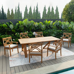 Carmel Teak Wood 7 Piece Outdoor Dining Set