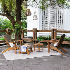 Camden 4 Piece Teak Outdoor Conversation Set with Padded Woven Seat – FREE Furniture Cover