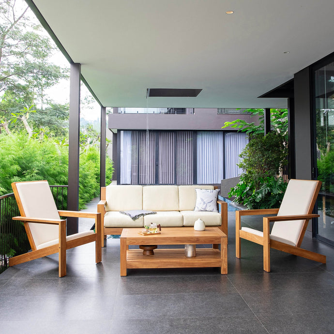 Logan Upholstered Teak Wood 4 Pieces Modern Adirondack Chair - Cambridge Casual