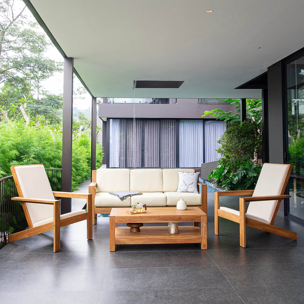 Logan Upholstered Teak Wood 4 Pieces Modern Adirondack Chair - Cambridge Casual
