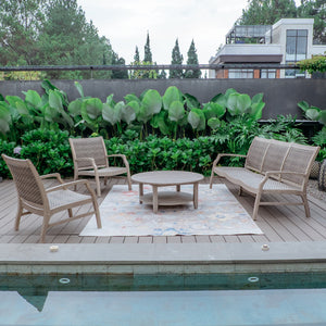 Dunham 4 Pieces Weathered Teak Wood Conversation Set - Cambridge Casual
