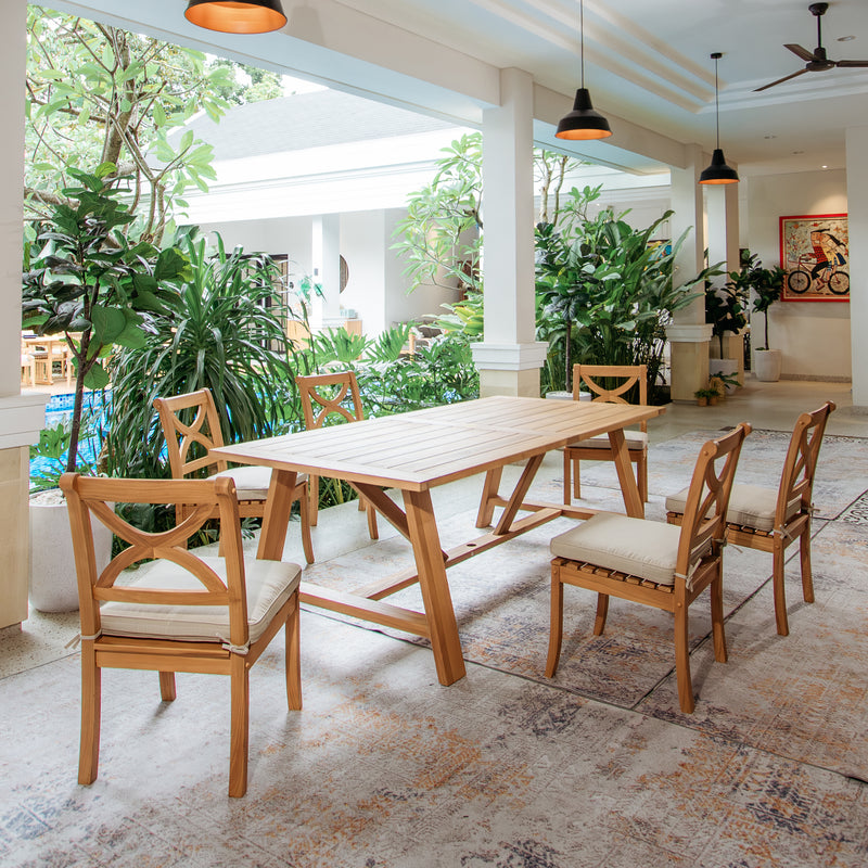Abbington 7 Pieces Teak Wood Outdoor Dining Set
