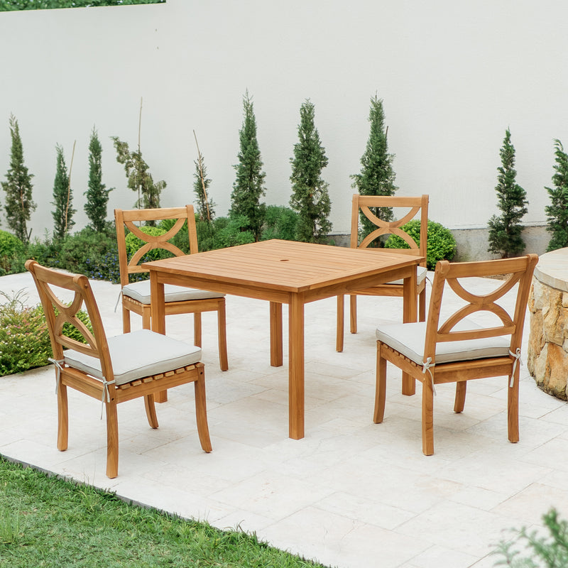 Abbington Solid Wood 5 Pieces Outdoor Dining Set with Beige Seatpad