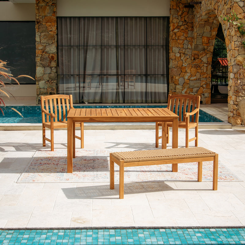 Vermont Teak Wood 4 Piece Outdoor Dining Set with Backless Bench